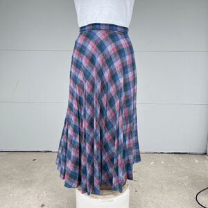 Vintage 50s Lady Copley Purple Plaid Light-Weight Wool Skirt Union Made